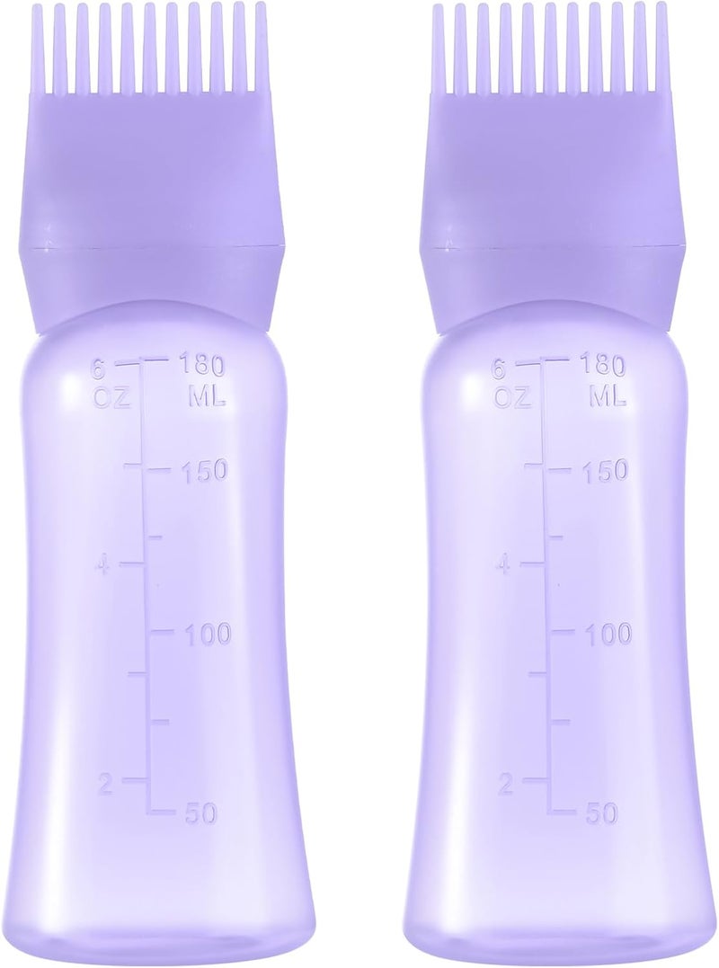 Dymoece D Root Comb Applicator Bottle 6 Ounce Hair Oil Applicator for Hair Dye, Hair Oiler Comb Bottle with Graduated Scale - Image 1